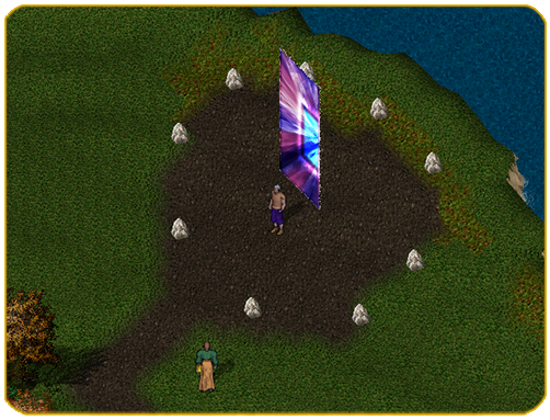 Player standing at moongate after logging in to New Legacy.